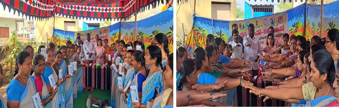 ప్రాజెక్టు అంగన్వాడీ కార్యకర్తలకు  ఎమ్మెల్యే సెల్ ఫోన్లు పంపిణీ